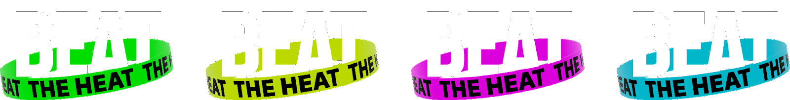 The Beat The Heat wordmark in four colourways